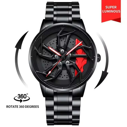 360° Rotating Car Wheel Men's Watch