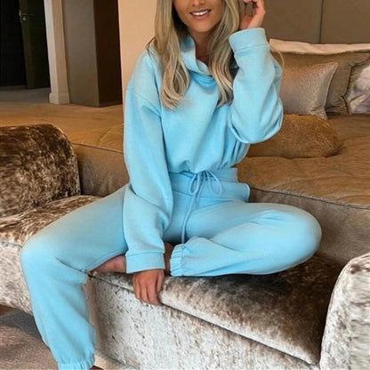 Winter Two Piece Sets Women Tracksuit Hooded