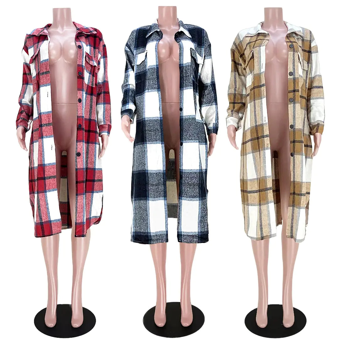 Elegant Checkered Women Coat