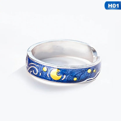 Adjustable Van Gogh Starry Night Couple Rings