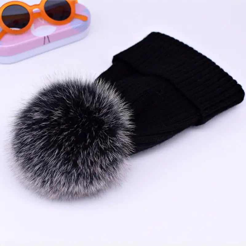 Winter Hat Luxury Fox Fur Beanie