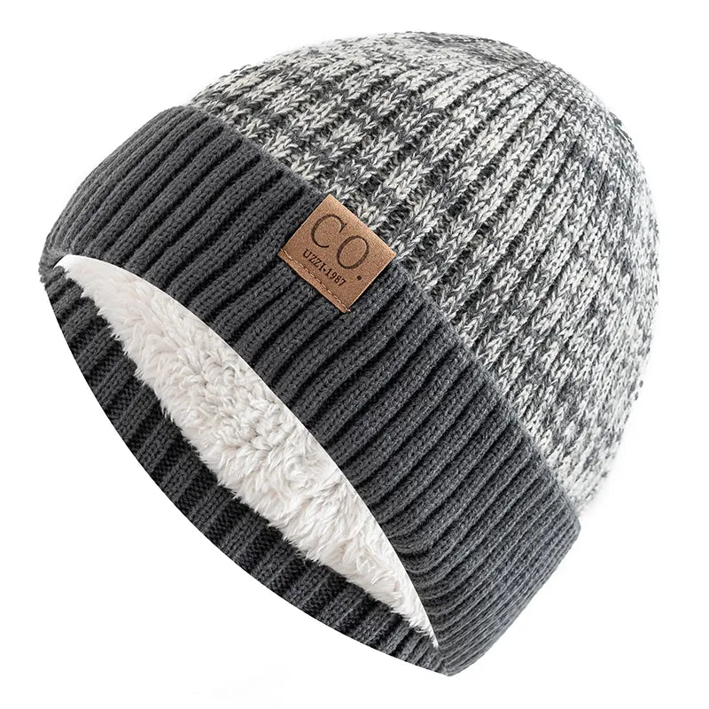 Two-Tone Winter Knitted Beanie for Men and Women