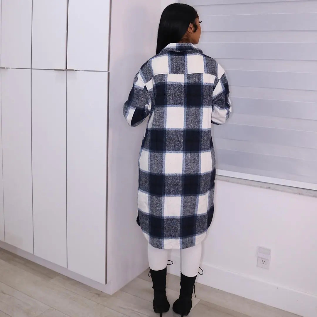 Elegant Checkered Women Coat