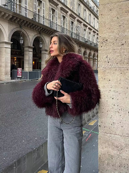 Women Euro-America Eco Faux Fur Jacket