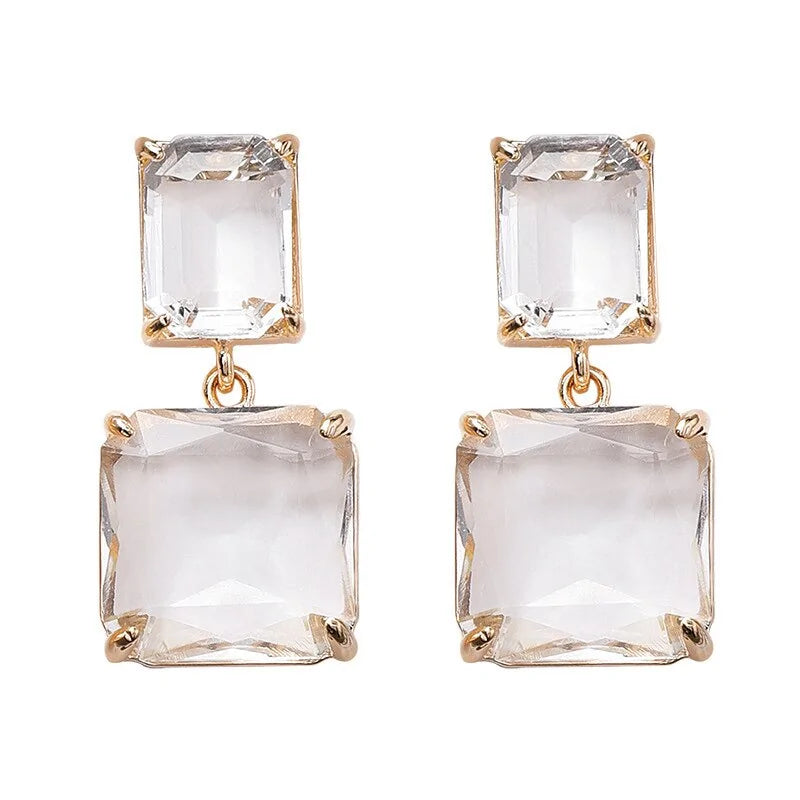 Luxury Square Crystal Dangle Earrings for Women Jewerly Gift