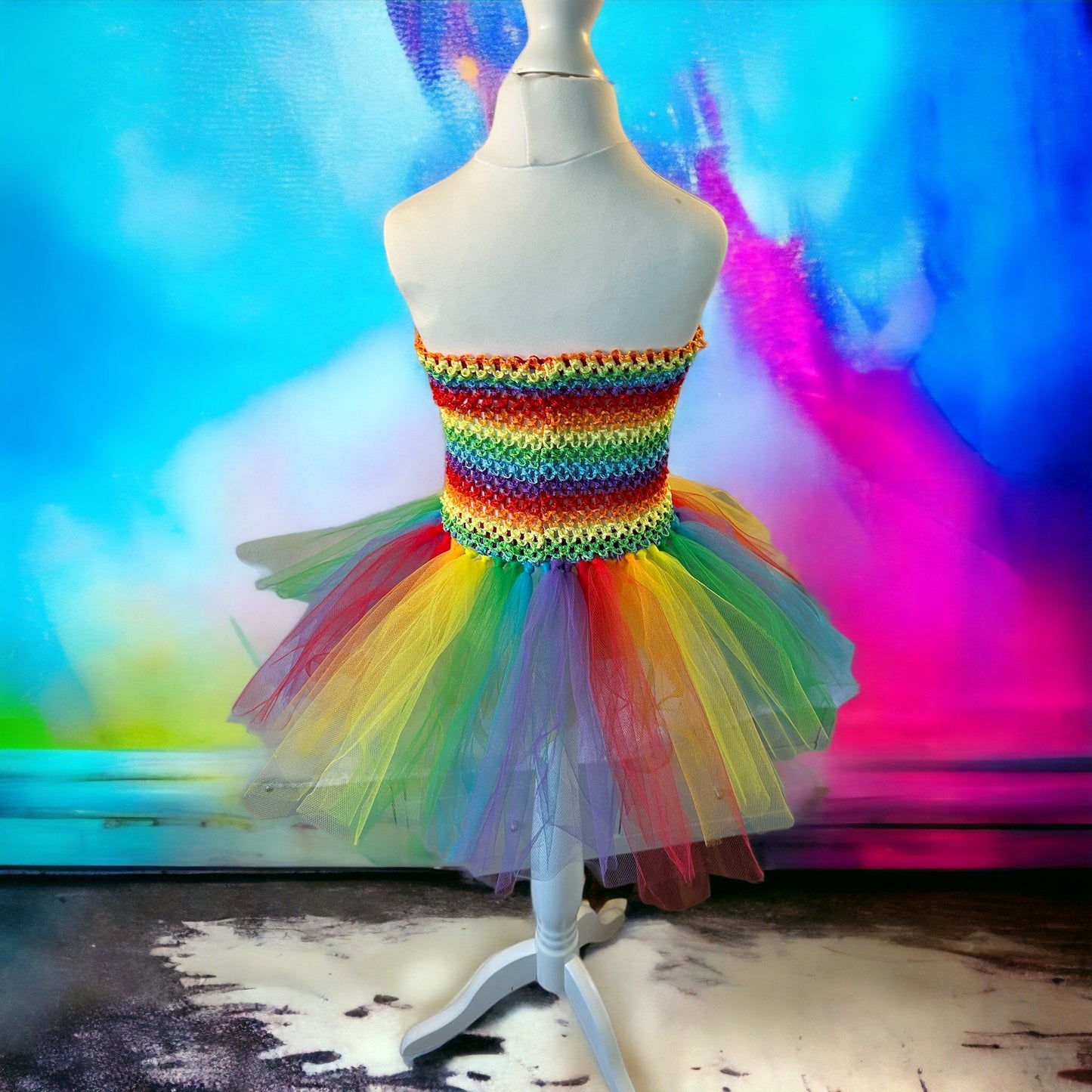 Tutu Dress Tulle & Crochet Dress Up Costume. Glitter Birthday Party with Matching Hairband