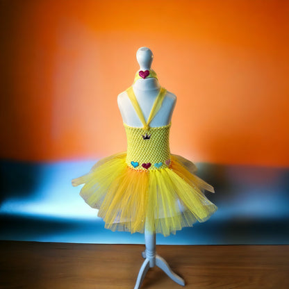 Tutu Dress Tulle & Crochet Dress Up Costume. Glitter Birthday Party with Matching Hairband