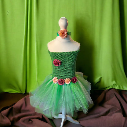 Tutu Dress Tulle & Crochet Dress Up Costume. Glitter Birthday Party with Matching Hairband