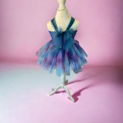 Tutu Dress Tulle & Crochet Dress Up Costume. Glitter Birthday Party with Matching Hairband