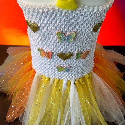 Tutu Dress Tulle & Crochet Dress Up Costume. Glitter Birthday Party with Matching Hairband