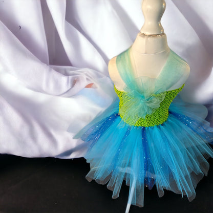 Tutu Dress Tulle & Crochet Dress Up Costume. Glitter Birthday Party with Matching Hairband