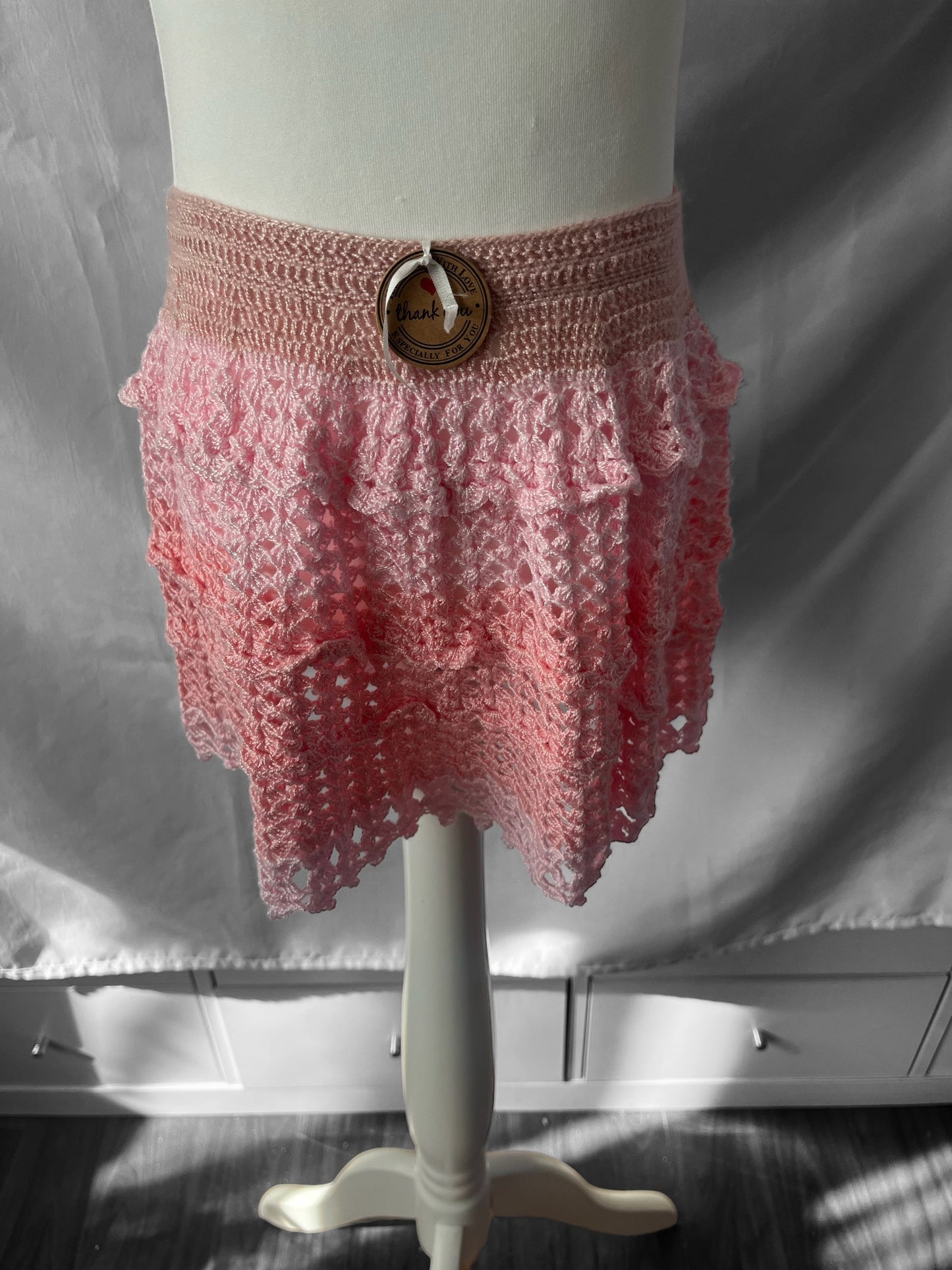 Girls Crochet Skirt Pink 6-7 Years Old. Handmade with Love 💕