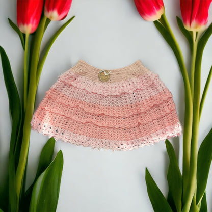 Girls Crochet Skirt Pink 6-7 Years Old. Handmade with Love 💕