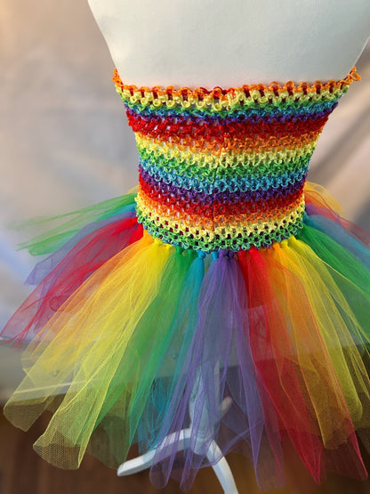 Tutu Dress Tulle & Crochet Dress Up Costume. Glitter Birthday Party with Matching Hairband