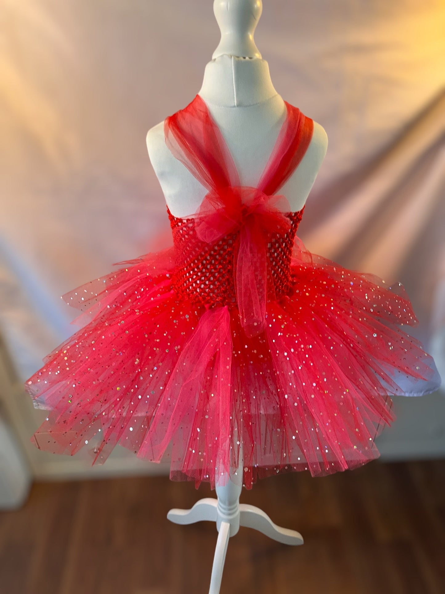 Tutu Dress Tulle & Crochet Dress Up Costume. Glitter Birthday Party with Matching Hairband