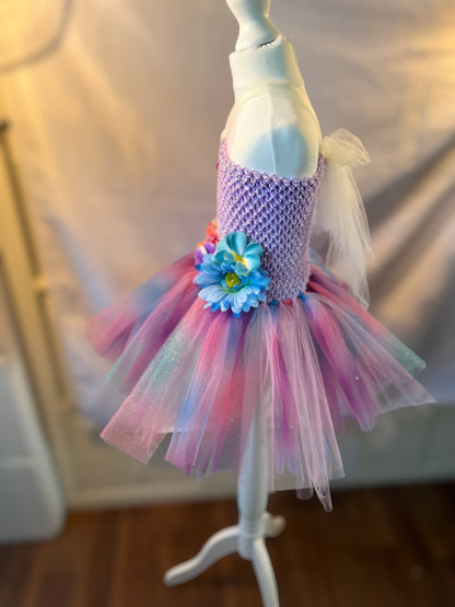 Tutu Dress Tulle & Crochet Dress Up Costume. Glitter Birthday Party with Matching Hairband