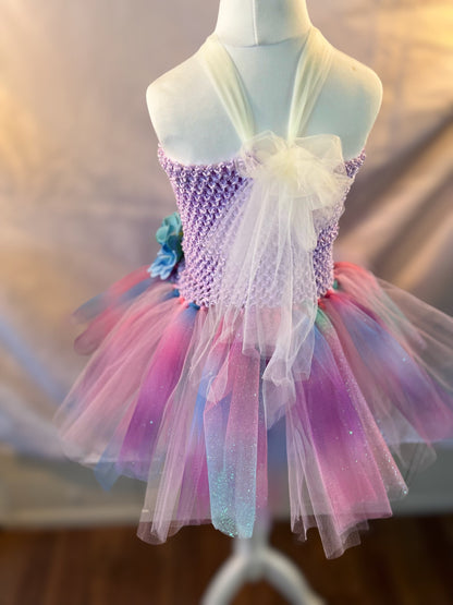 Tutu Dress Tulle & Crochet Dress Up Costume. Glitter Birthday Party with Matching Hairband