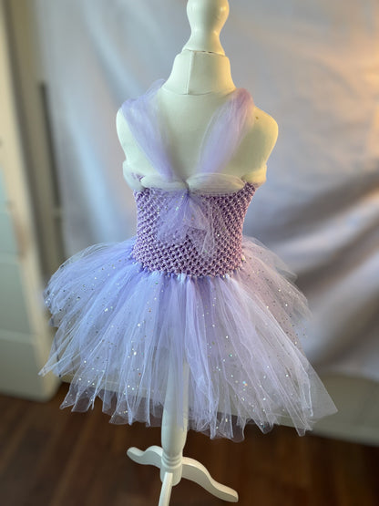 Tutu Dress Tulle & Crochet Dress Up Costume. Glitter Birthday Party with Matching Hairband