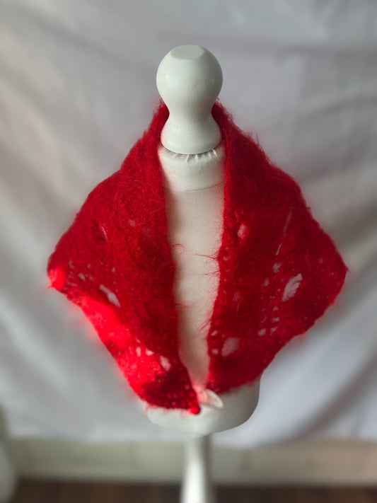 Girls Children HandCrocheted Shawl Red Colour. Handmade with Love 💕