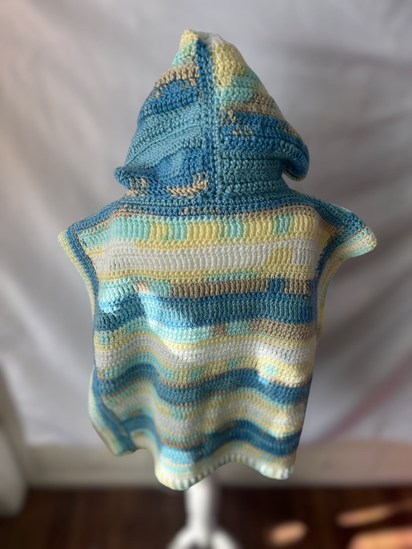 Children HandCrochet Hooded Vest Hunter Poncho. Mix Colour. Handmade with Love 💕