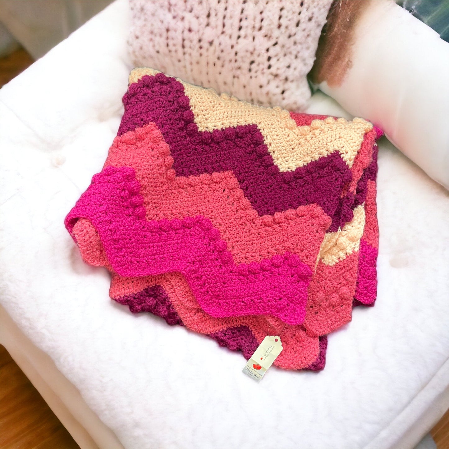 Crochet Ombre Effect Blanket Throw in Mixed-colours. Bed Armchair Cover. Handmade with Love 💕