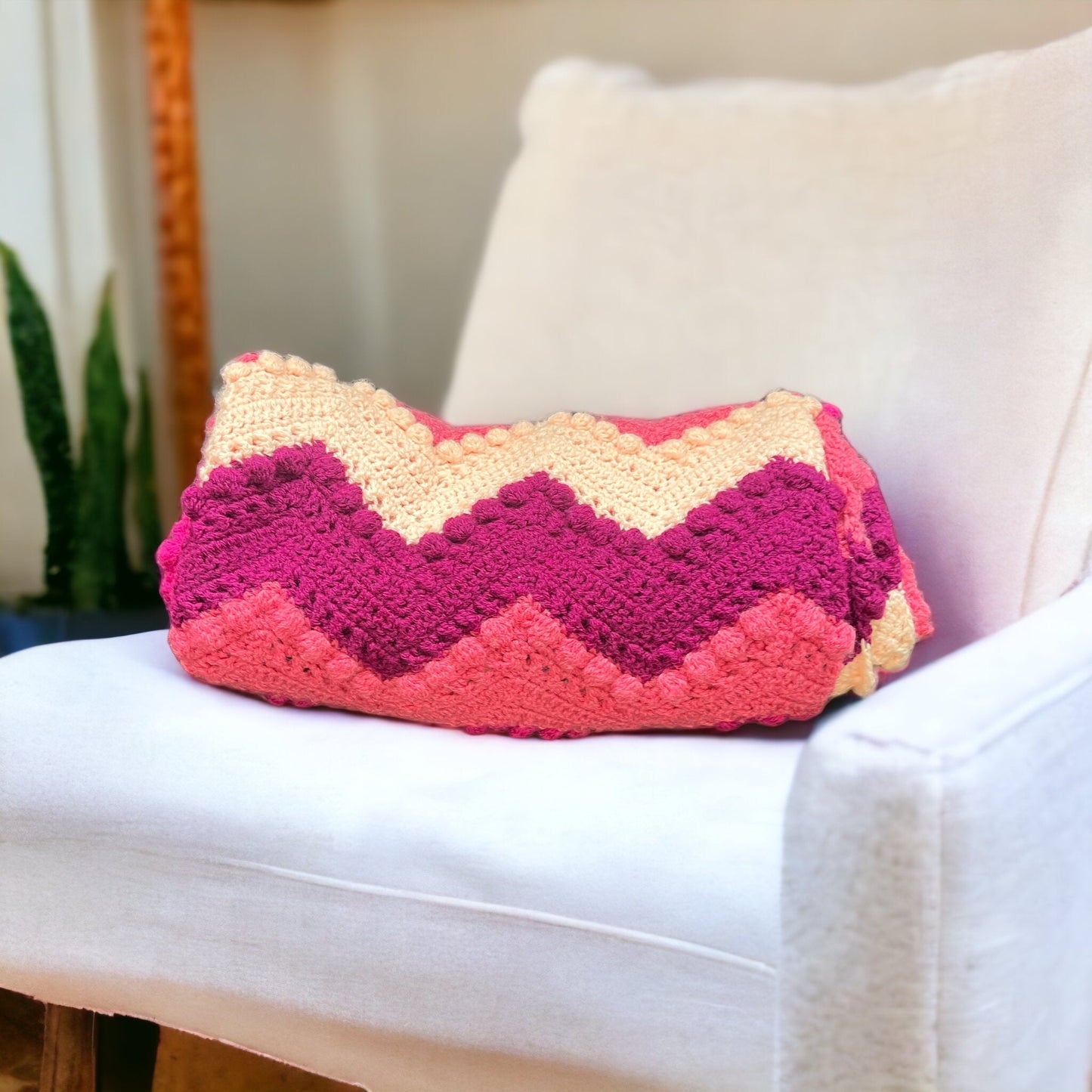 Crochet Ombre Effect Blanket Throw in Mixed-colours. Bed Armchair Cover. Handmade with Love 💕