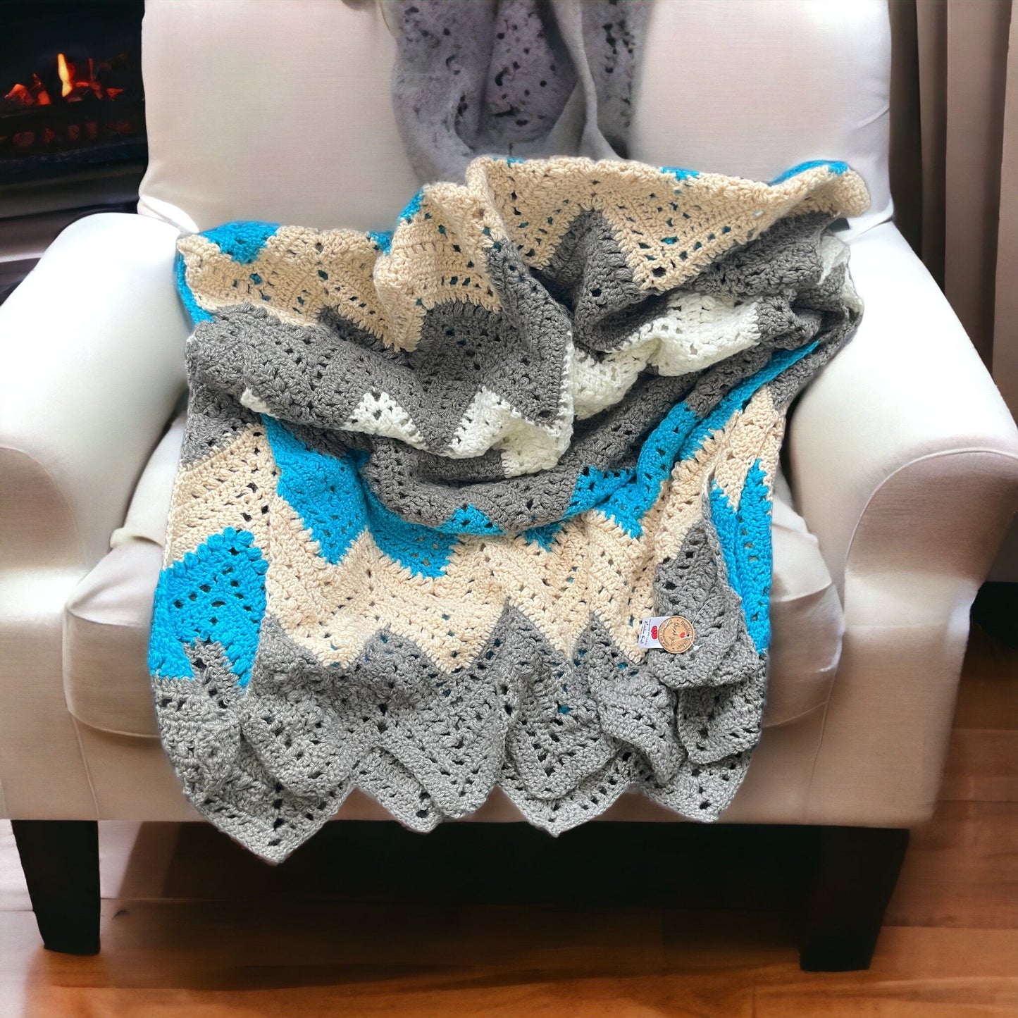 Crochet Ombre Effect Blanket Throw in Mixed-colours. Bed Armchair Cover. Handmade with Love 💕