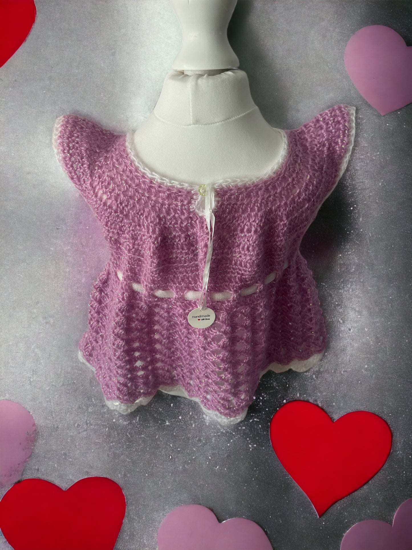 Girls Crochet Dress + Crochet Hat. 1-2 Years Old. Handmade with Love 💕