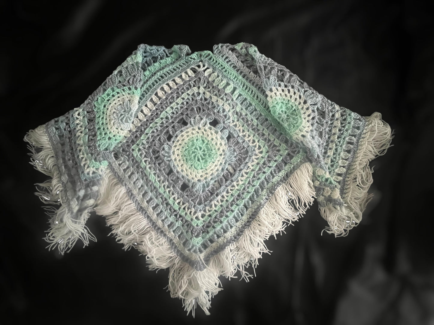 Hippie Granny Square Poncho, Boho Crochet Top