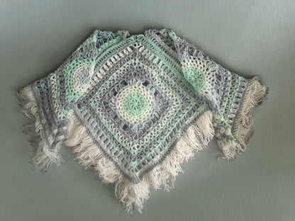 Hippie Granny Square Poncho, Boho Crochet Top