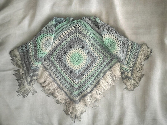 Hippie Granny Square Poncho, Boho Crochet Top