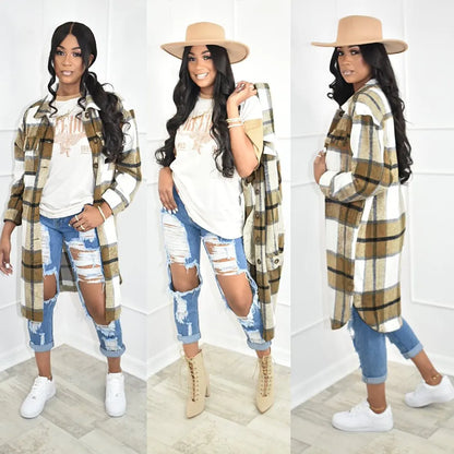 Elegant Checkered Women Coat