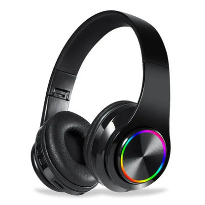 Rainbow LED Wireless Bluetooth Headphones with Deep Bass Stereo and Microphone