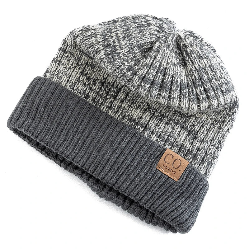 Two-Tone Winter Knitted Beanie for Men and Women