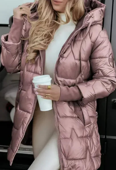 Elegant Winter Hooded Down Jacket Cardigan Coat Women's