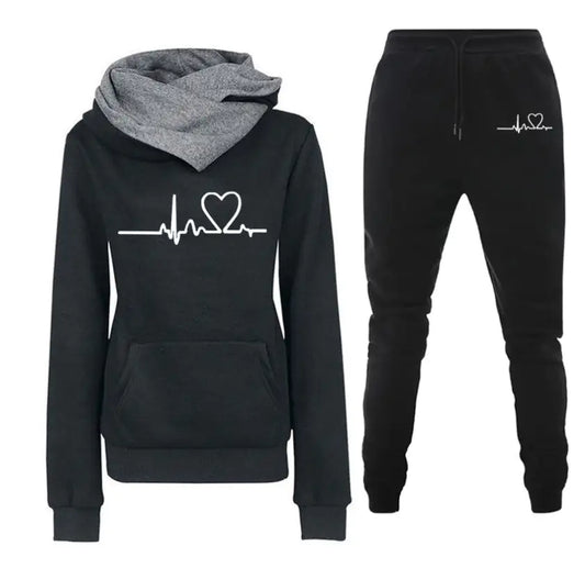 Women Winter Tracksuit Set: Hoodies + Pants