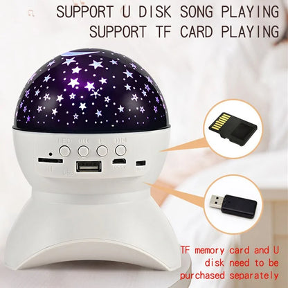 LED Laser Starry Sky Projector Lamp Speaker