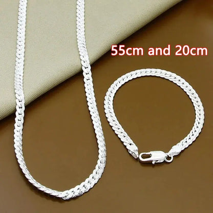 Full Side Chain Necklace Bracelet Set For Women