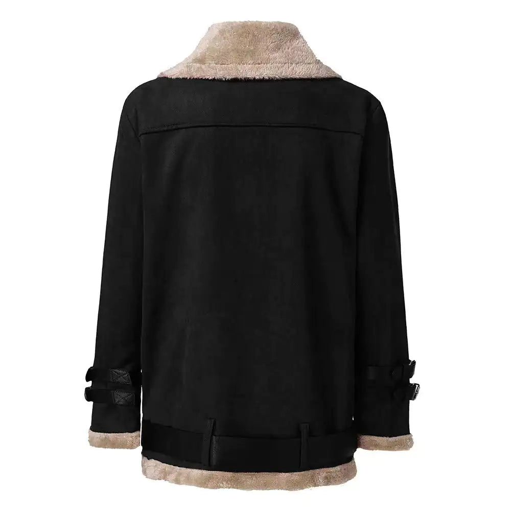 Faux Fur Lamb Leather Deer Skin Women Coat