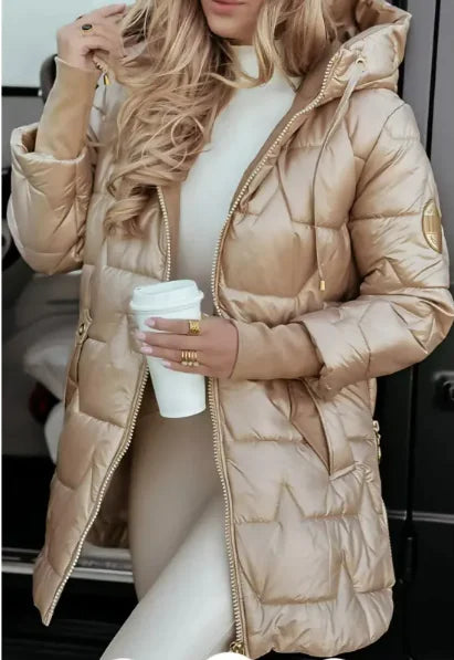 Elegant Winter Hooded Down Jacket Cardigan Coat Women's