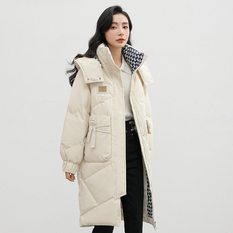 Women Cotton Coat Over The Knee Padded Down Jacket