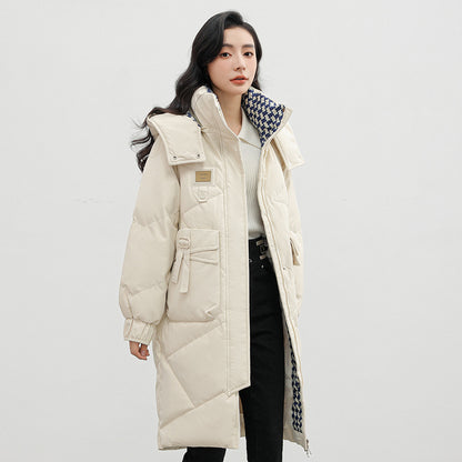 Women Cotton Coat Over The Knee Padded Down Jacket