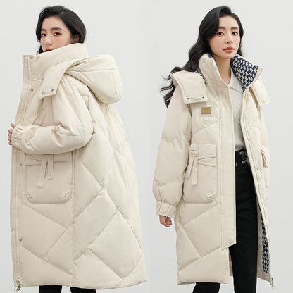 Women Cotton Coat Over The Knee Padded Down Jacket