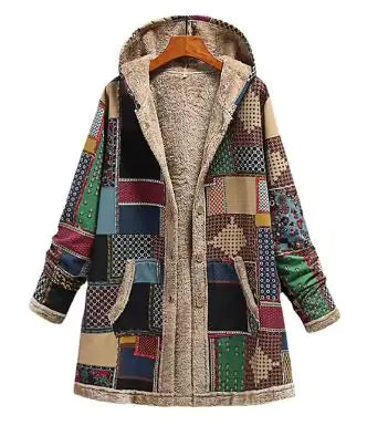 Winter Retro Hooded Cashmere Jacket for Women