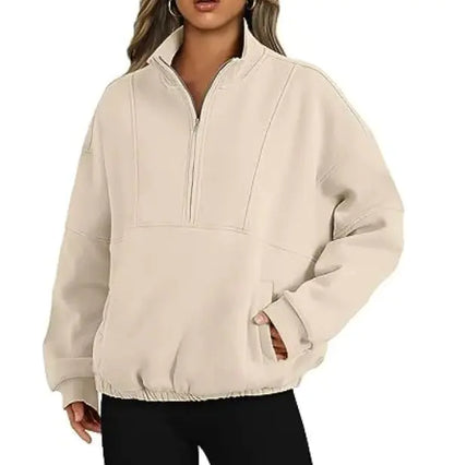 Zipper Pocket Polyester  Women's Sweater