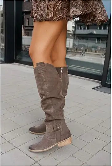 Women's Suede High Boots with Zipper