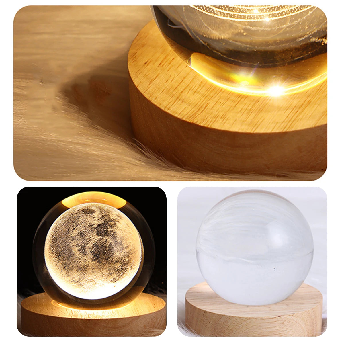 USB LED Night Light Galaxy Crystal Ball Table Lamp