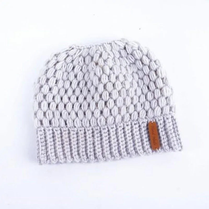 Winter Knitted Women's Ponytail Hats