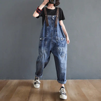 Washed Denim Overall Women Jeans Women Trousers