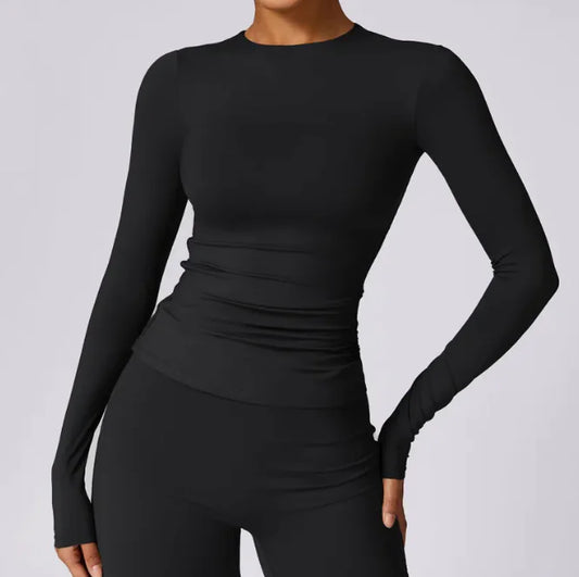 Brushed Tight Long Sleeve Yoga Top Leisure Workout Clothes